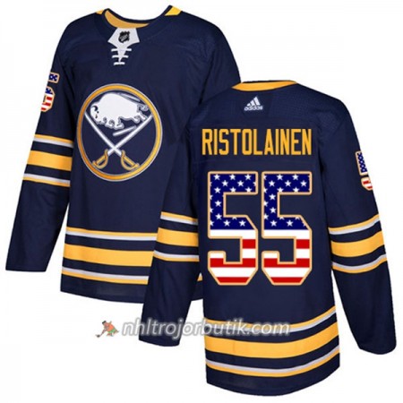 Män Ishockey Buffalo Sabres Tröja Rasmus Ristolainen 55 Adidas 2017-2018 Marinblå USA Flag Fashion Authentic